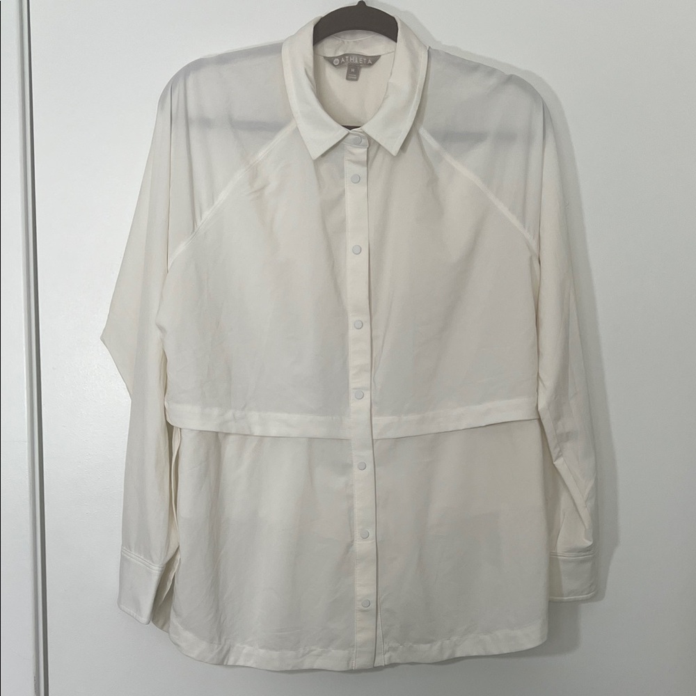 Athleta Cream Button-Down Shirt